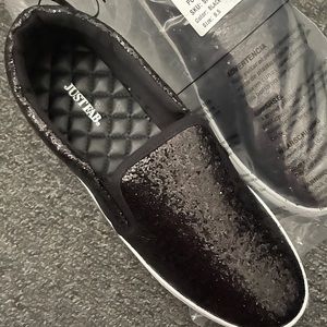 NEW Just Fab 9.5 Black Glitter Loafer